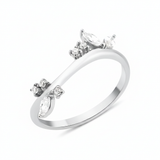 white gold curved cluster ring on white background