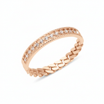 rose gold chain link ring on white background