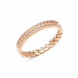 rose gold chain link ring on white background