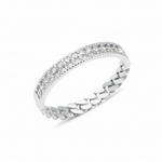 white gold chain link ring on white background