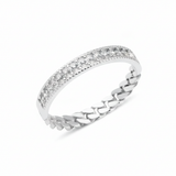 white gold chain link ring on white background