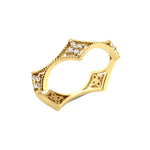 yellow gold filigree crown ring on white background