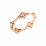 rose gold filigree crown ring on white background