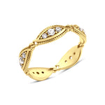 yellow gold wave station ring on white background