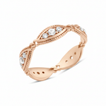 rose gold wave station ring on white background