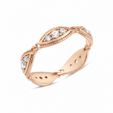 rose gold wave station ring on white background