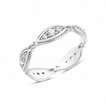 white gold wave station ring on white background