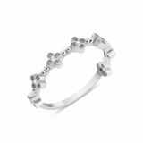 white gold floral vine ring on white background