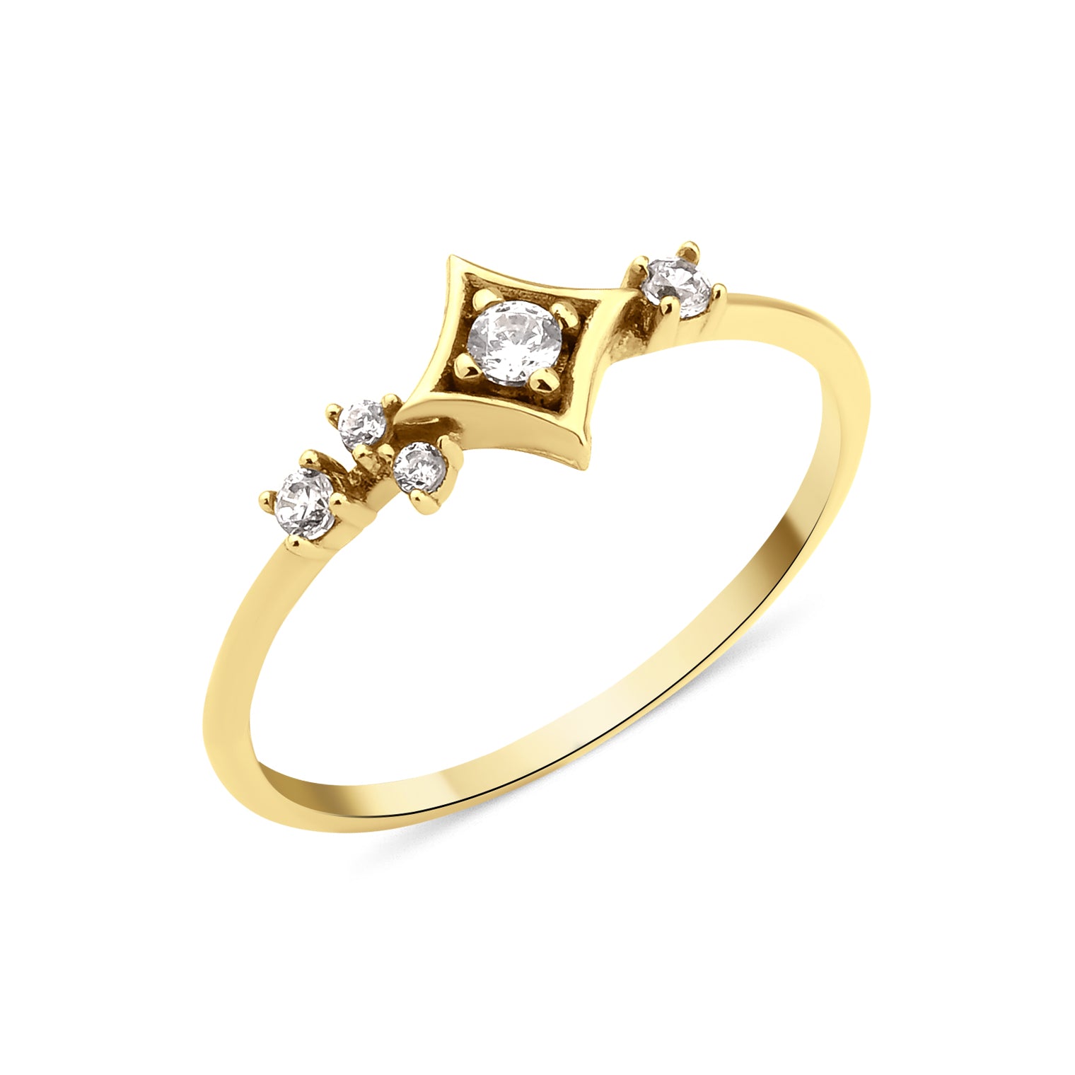 yellow gold star cluster ring on white background