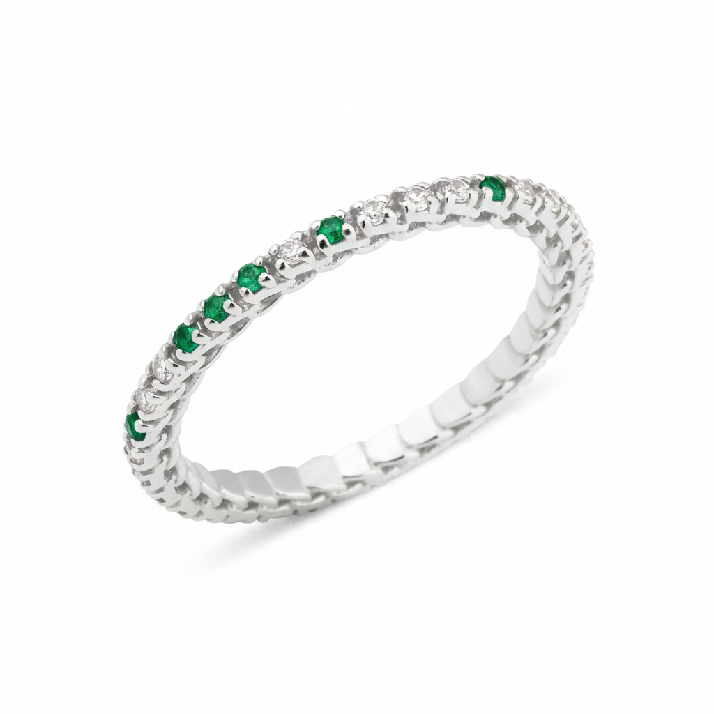 white gold duo tone ring on white background