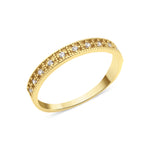 yellow gold beaded pave ring on white background
