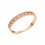 rose gold beaded pave ring on white background