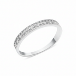 white gold beaded pave ring on white background
