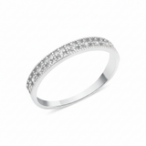 white gold beaded pave ring on white background
