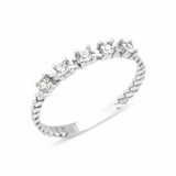 white gold rope stack ring on white background