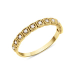 yellow gold milgrain frame ring on white background