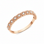 rose gold milgrain frame ring on white background