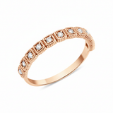 rose gold milgrain frame ring on white background