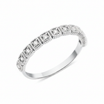 white gold milgrain frame ring on white background
