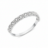 white gold milgrain frame ring on white background