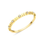 yellow gold bar frame ring on white background