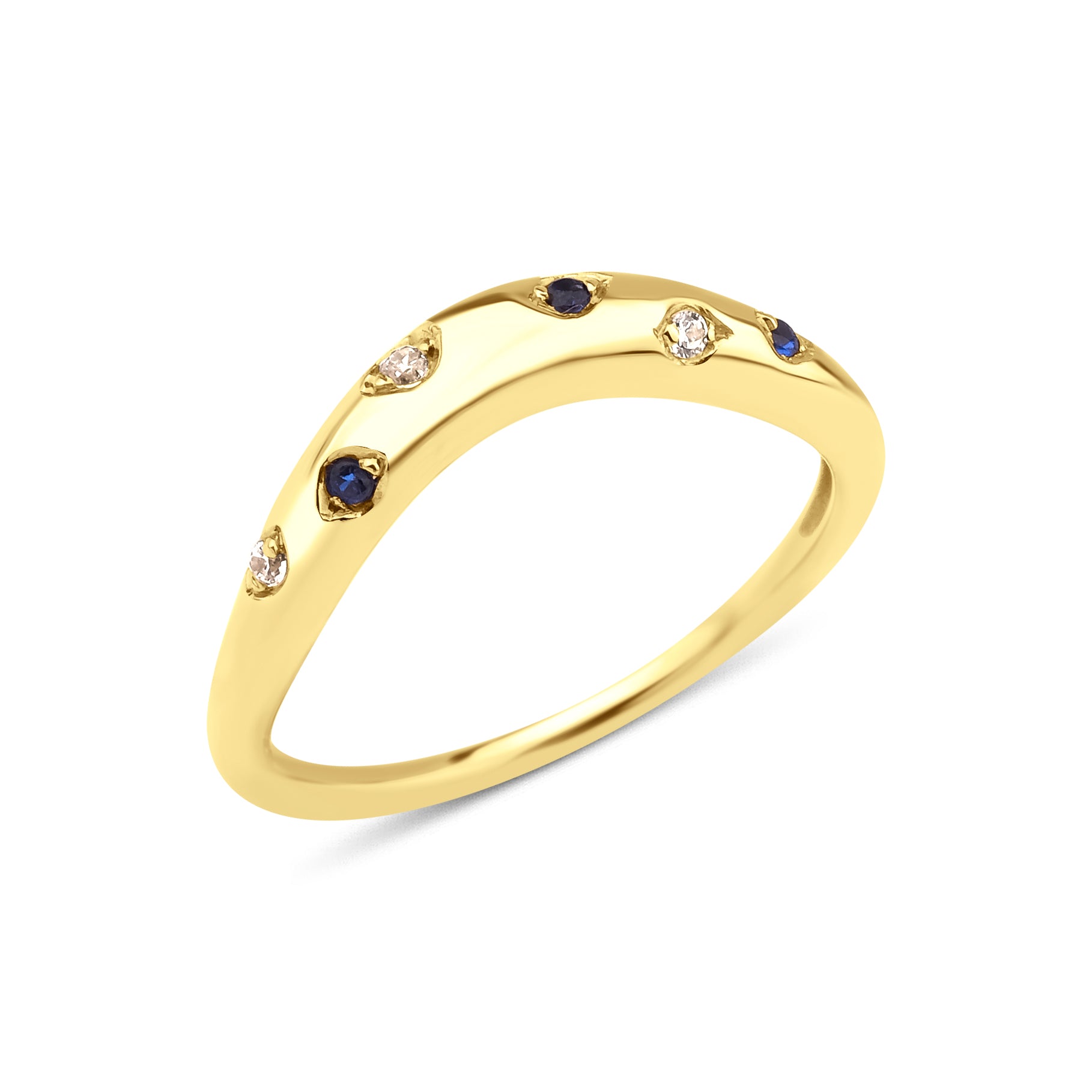 yellow gold twilight arch ring on white background