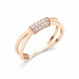 rose gold split shank ring on white background