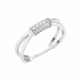 white gold split shank ring on white background