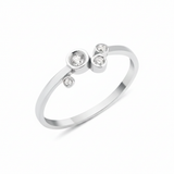 white gold asymmetric orbit ring on white background