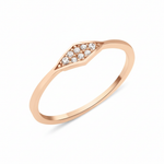 rose gold kite crest ring on white background
