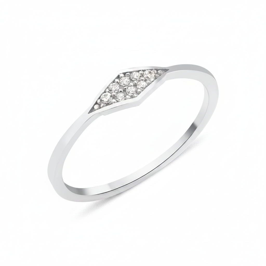 white gold kite crest ring on white background