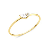 yellow gold marquise spark ring on white background