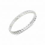 white gold twisted rope ring on white background
