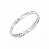 white gold twisted rope ring on white background