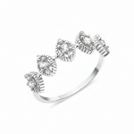 white gold ring with beaded marquise stations on white background