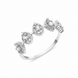 white gold ring with beaded marquise stations on white background