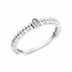 white gold beaded ring with an oval stone setting on white background