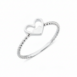 white gold ring with a nested heart motif on white background