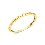 yellow gold ring with a braided texture on white background