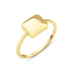 yellow gold ring with a cushioned square on white background