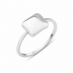 white gold ring with a cushioned square on white background