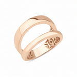 rose gold double-band ring with an open silhouette on white background