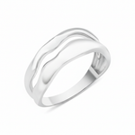 white gold ring with two undulating wave bands on white background
