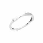 white gold ring with an undulating wave design on white background