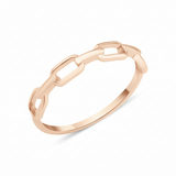 rose gold ring with paperclip chain links on white background
