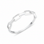 white gold ring with paperclip chain links on white background