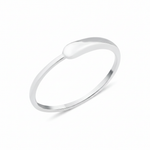 white gold ring with a smooth teardrop motif on white background
