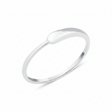 white gold ring with a smooth teardrop motif on white background