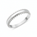 white gold ring with a beaded ribbon texture on white background