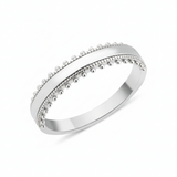 white gold ring with a beaded ribbon texture on white background